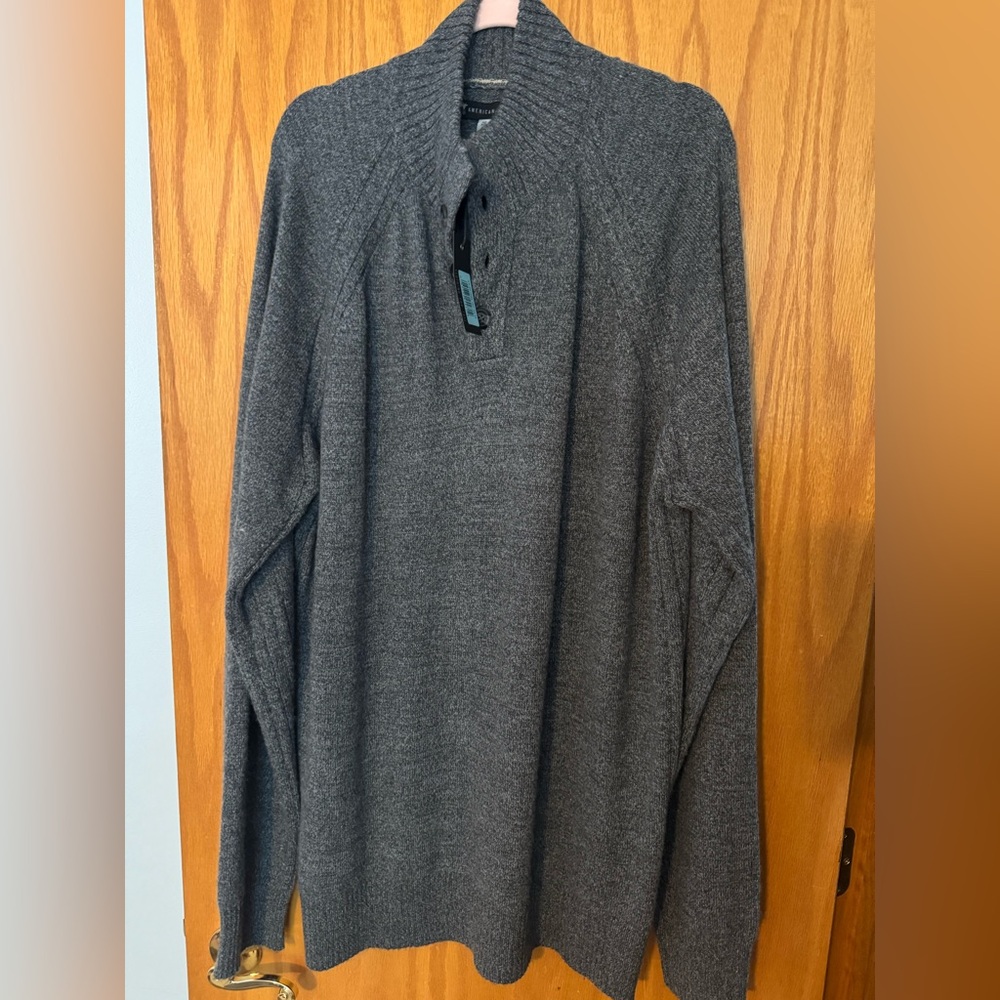 NWT - Men's TALL Charcoal Button-up Sweater